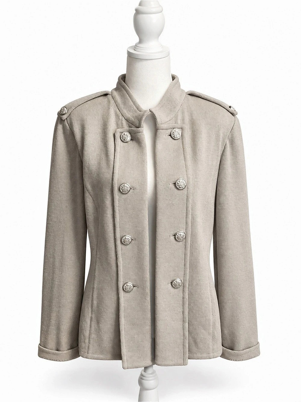St. John Collection Gray Wool Blend Military Knit Jacket Size 14